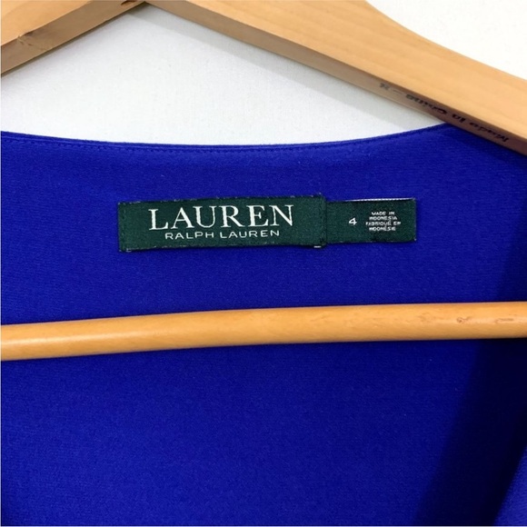 Lauren Ralph Lauren Dress Faux Wrap Cap Sleeve Colbalt Blue size 4 EUC - Picture 7 of 13